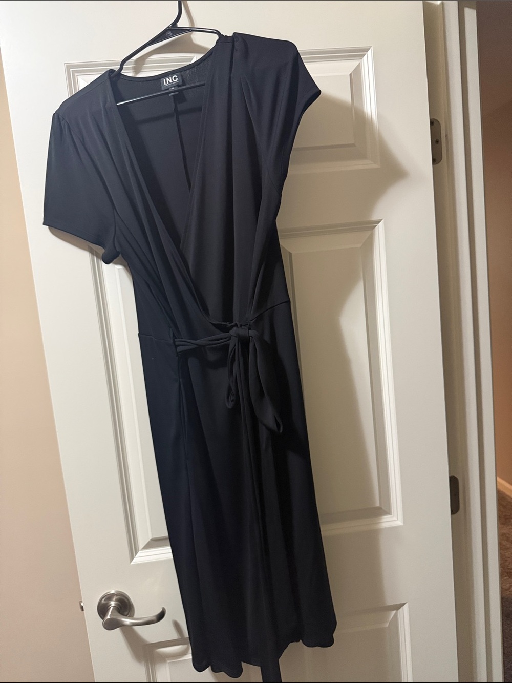 INC International Concepts Black Wrap-Style Mini Dress
